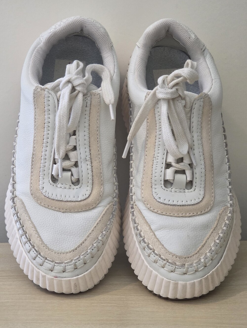 Dolce Vita Women’s White & Cream Platform Lace-Up Sneakers